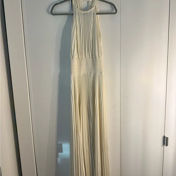 A.L.C. Cream Pleated Halter Dress